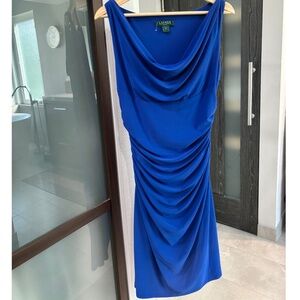 RALPH LAUREN Draped Bodycon Sheath Dress - Blue Size 8